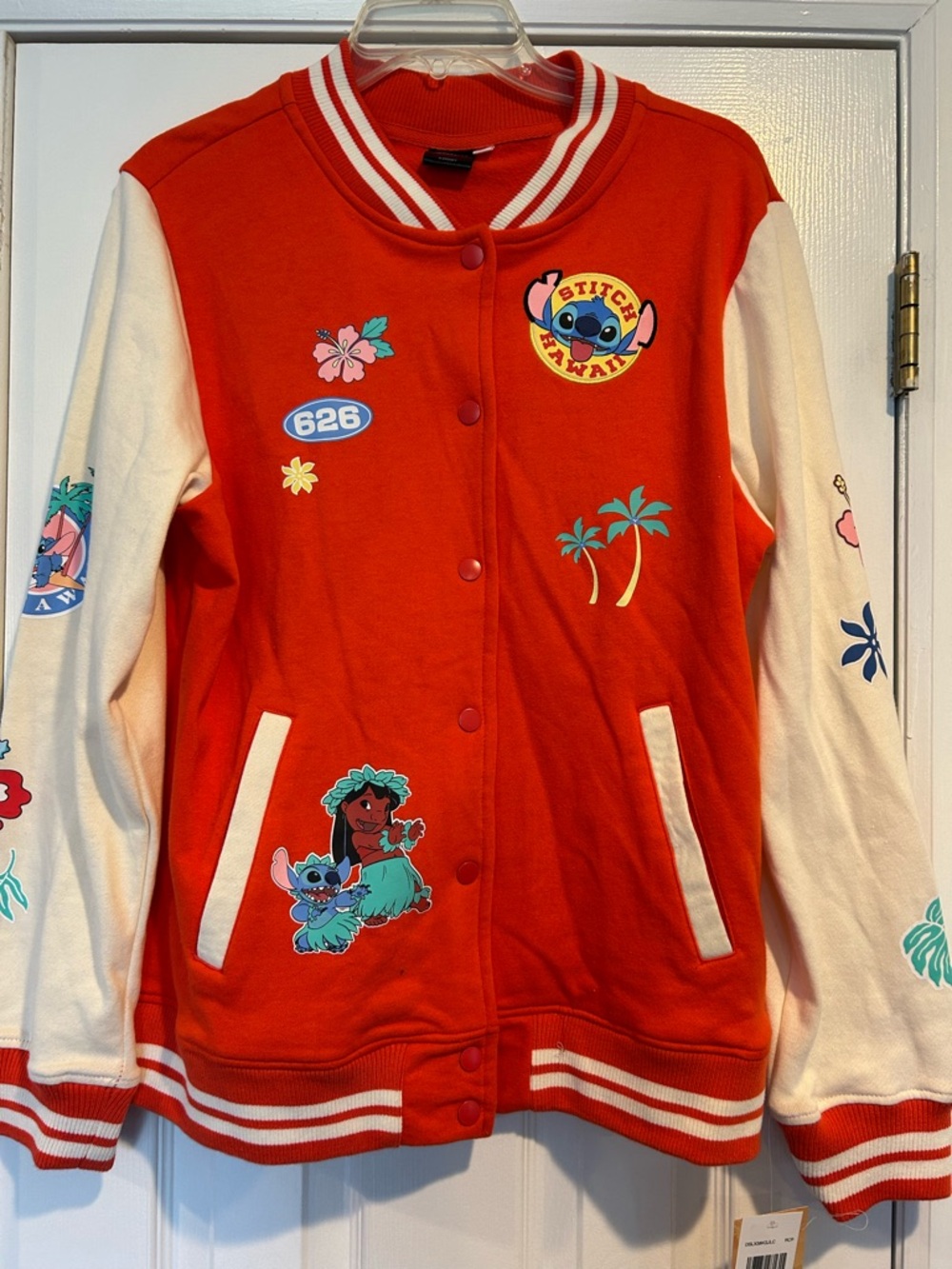Disney Red and White Stitch & Lilo Varsity Bomber Jacket